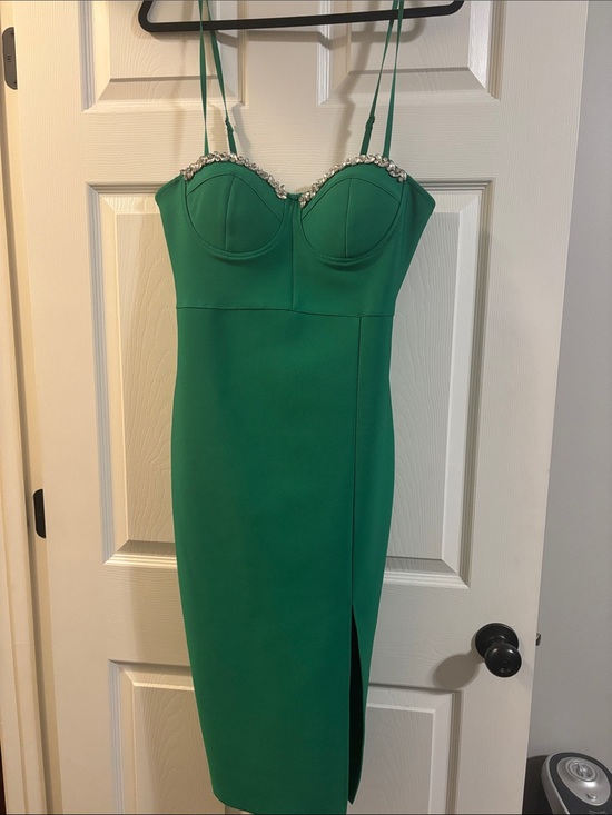Fashion Nova Dresses & Skirts - Fashion Nova Green Bustier Midi Dress with Rhinestone Trim